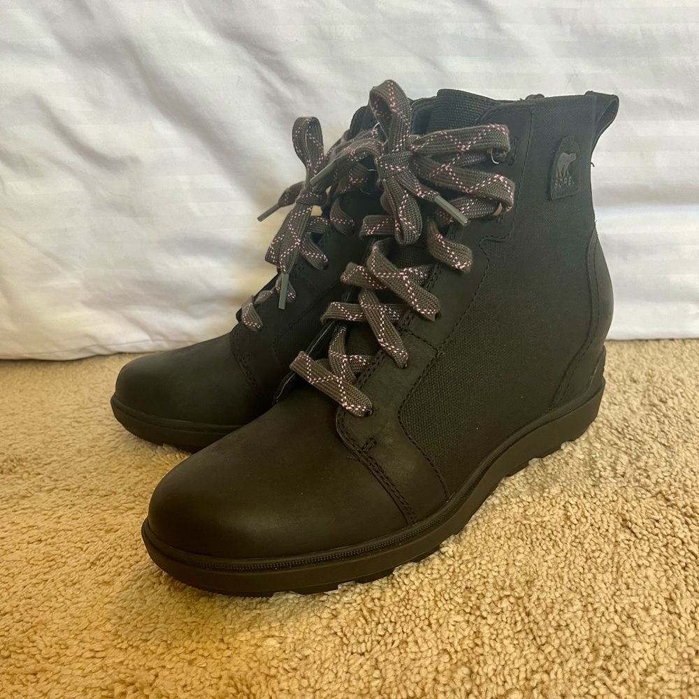 SOREL black wedge ankle boots size 10 new no tags no box